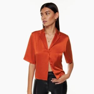 Aritzia Orange Button Down Shirt